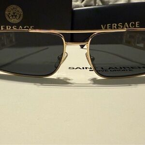 Versace Gold Frame Sunglasses with Black Lenses